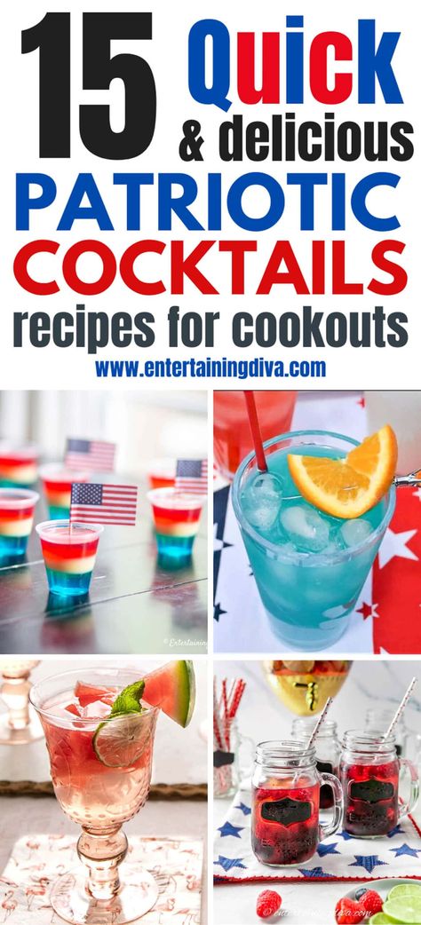 15 Of The Best 4th of July Cocktails | Recipes 4th Of July Food Drinks, Fourth Of July Mixed Drinks, 4th Of July Party Drinks For Adults, 4th Of July Vodka Drinks, July 4 Cocktails, 4th Of July Alcoholic Drinks Punch, Patriotic Cocktails 4th Of July, Easy 4th Of July Cocktails, Easy 4th Of July Alcoholic Drinks