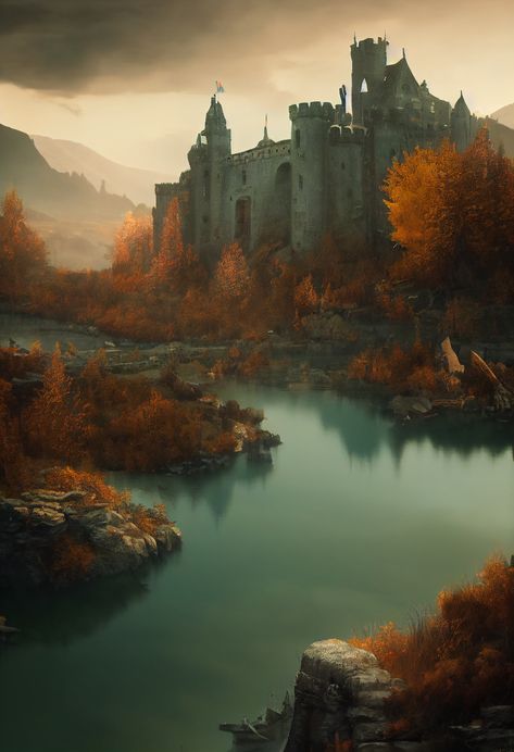 Skyrim Ideas, Fantasy Fort, Elven Castle, Fantasy Landscape Art, Castle Medieval, Gothic 1, Dragon Castle, Forest Village, Castle Background