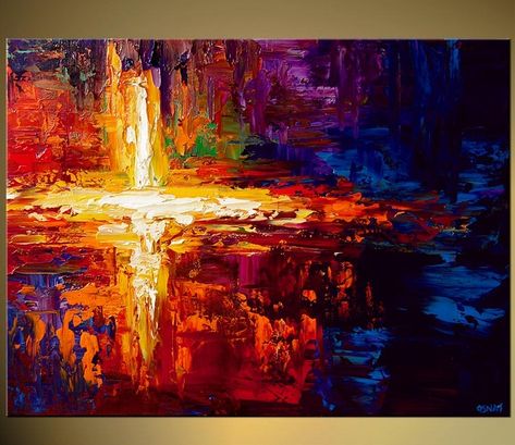 osnat paintings | Seeing the Light” by Osnat Tzadok Cross Art Painting, Cross Painting, Cross Wall Art, Jesus Tattoo, Cross Art, Jesus Painting, Colorful Abstract Painting, Contemporary Abstract Painting, Cross Paintings