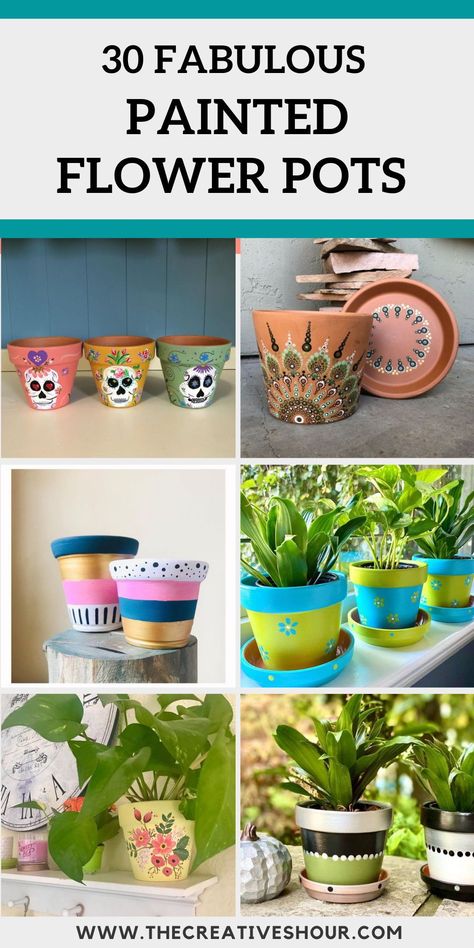 Don't we all like some good colorful space in the house? These painted flower pots will do precisely that; they will add a vibrant and radiant angle to your garden or your indoors. Click here for more fantastic terra cotta design painted flower pot ideas; boho painted flower pots, painted flower pots ideas, painted flower pots for kids, aesthetic painted flower pots, painted flower pots for mother's day, DIY & creative painted flower pots, handprints painted flower pots. Painting Pots, Flower Pot Ideas, Painted Flower Pot, Clay Pot Projects, Plant Pot Design, Flower Pot Art, Terra Cotta Pot Crafts, Painted Pots Diy, Flower Pot Design