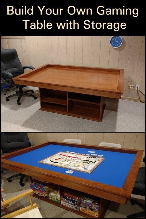 Make Playing Board Games More Enjoyable by Building Your Own Custom Gaming Table with Storage Bonding With Friends, Puzzle Tables, Gaming Table Diy, Dnd Table, Board Game Room, Gaming Tables, Playing Board Games, Nerd Room, Board Games Diy