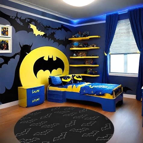 Batman Themed Bedroom, Boys Superhero Bedroom, Gotham City Skyline, Batman Light, Batman Bedroom, Batman Wall Art, Superhero Wall Decals, Batman Room, Batman Wall