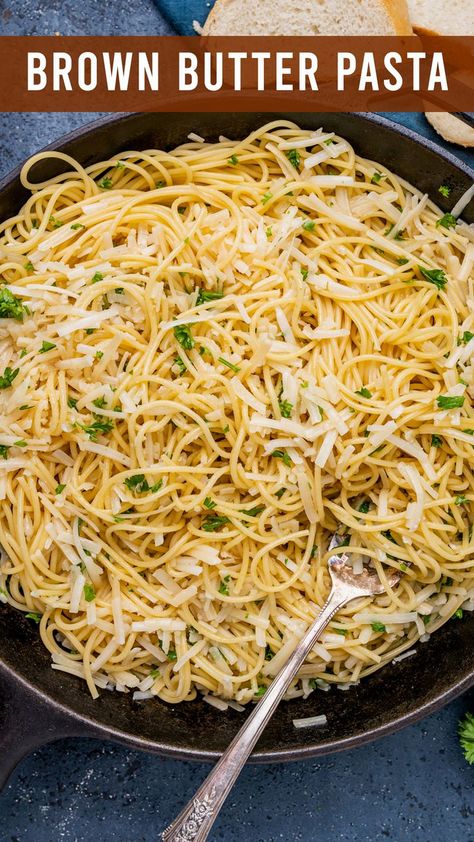 Brown Butter Spaghetti, Parmesean Pasta, Brown Butter Pasta, Butter Spaghetti, Buttered Noodles Recipe, Brown Pasta, Butter Sauce For Pasta, Crockpot Chicken And Gravy, Make Brown