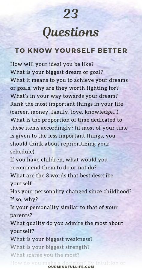 23 questions to ask yourself that will cultivate self-awareness - OurMindfulLife.com /self reflection/self knowledge/self conscious/self awareness worksheet/self exploration /self care art /self discovery personal development //self awareness questions/self questions/self-aware/self awareness exercises/how to become self aware/getting to know yourself/self awareness assessment test/ways to increase self awareness/self awareness quotes/why is self awareness important/ Self Awareness Questions, Selamat Hari Valentine, Self Awareness Quotes, Journal Questions, Awareness Quotes, Questions To Ask Yourself, Know Yourself, Self Exploration, Vie Motivation