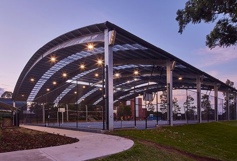 Futsal Court Design, Covered Court, Canopies Outdoor, Futsal Court, Outdoor Sports Court, Sports Facility Architecture, Home Basketball Court, Green Roof Building, Resort Ideas