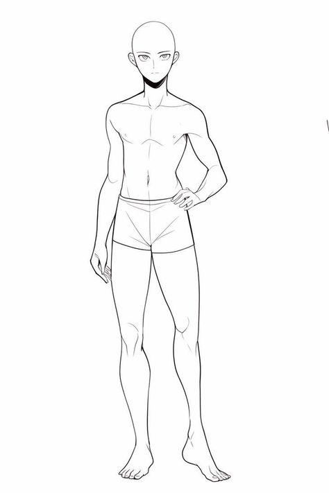 Average Male Body Reference Drawing, Anime Men Anatomy, Anime Guy Base Reference, Guy Body Reference Drawing, Male Base Drawing Pose Reference Full Body Anime, Full Body Male Drawing Base, Male Oc Poses, Male Character Design References Anatomy, Character Body Base Male