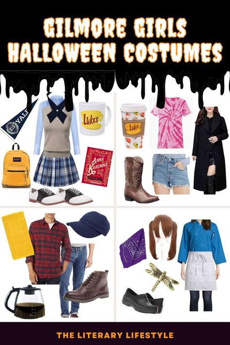 4 Best Gilmore Girls Costumes: Ideas for Couples or a Group Gilmore Girls Costume Ideas, Loralie Gilmore Halloween Costume, Rory And Lorelai Costume, Rory Gilmore Costume Halloween, Lorelai Gilmore Halloween Costume, Luke And Lorelai Costume, Lorelai Gilmore Costume, Chilton Uniform, Gilmore Girls Halloween Costume