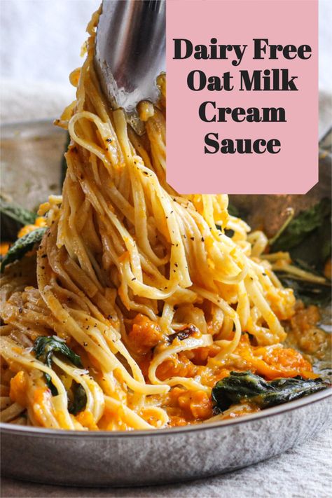 Oatmilk Pasta Sauce, Creamy Dairy Free Pasta Sauce, Dairy Free Cream Sauce For Pasta, Non Dairy Cream Sauce, Oat Milk Alfredo Sauce, Oat Milk Pasta Sauce, Recipes With Oatmilk, Dairy Free Cream Sauce, Pasta Sauce Dairy Free