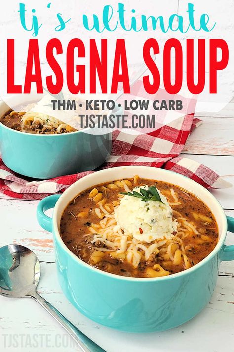 Thm Soup Recipes, Lasagne Soup, Trim Healthy Mama Recipe, Thm Dinner, Soup Keto, Low Carb Lasagna, Lasagna Casserole, Trim Healthy Momma, Lasagna Soup Recipe