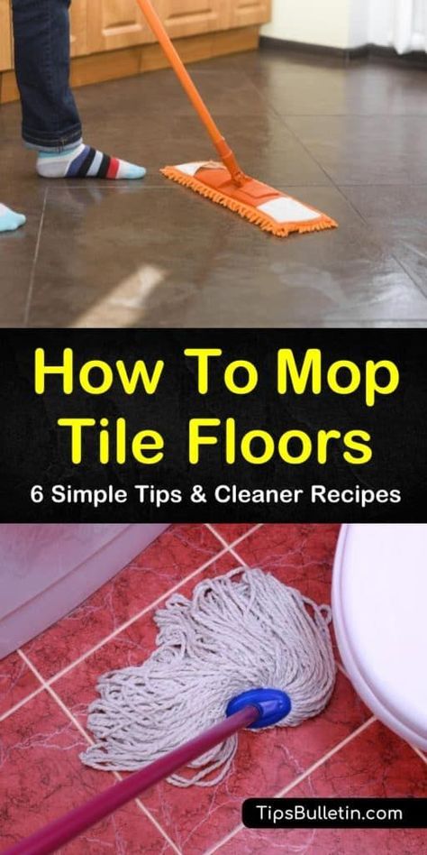 Tile floors work wonderfully in kitchens and bathrooms alike, but if not cleaned properly they are known to streak. Learn some of the best DIY recipes and tips to clean your tile floors without streaks. #floormopping #mop #tilefloor Floor Cleaner Recipes, Arm And Hammer Super Washing Soda, Tile Floor Cleaner, Cleaning Ceramic Tiles, Easy Life Hacks, Cleaning Tile Floors, Clean Tile Grout, Cleaning Painted Walls, Cleaning Hacks Tips And Tricks