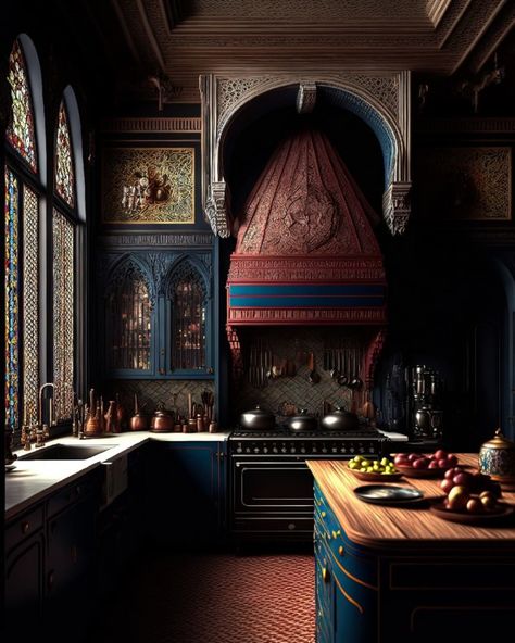 Bringing a Touch of Moorish Magic to Your Kitchen: Unlock the Beauty of Moorish Design - Decoholic Cabin Kitchens Ideas, Log Cabin Kitchens, Grand Kitchen, Kitchens Ideas, Moorish Design, Bedroom Wall Colors, Cabin Kitchens, English Cottage, Favorite Kitchen