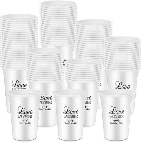 What You Will Get: the package contains 100 pieces of disposable plastic cups for weddings, quantity is sufficient to meet your daily and party usage needs, you can also share them with others they are also suitable for home, office, etc., and other places; Pouring drinks into the lucky cups can add a warm feeling to your wedding party and bring out the wedding themed party atmosphere Wedding Themed Party, Disposable Wedding Cups, Wedding Plastic Cups, Fall Wedding Reception, Wedding Reception Party, Autumn Wedding Reception, Drinking Cups, Weddings By Color, Wedding Cups