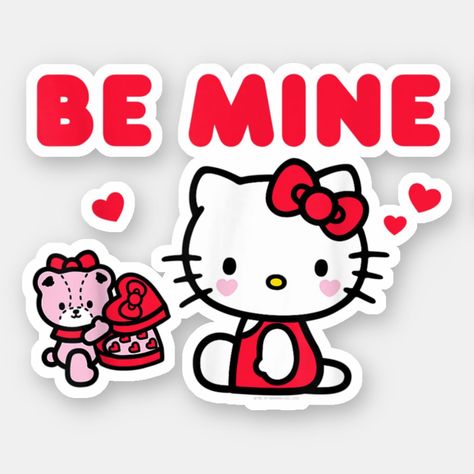 Hello Kitty Valentines Drawing, Valentines Day Sanrio, Printable Hello Kitty Valentines Cards, Hello Kitty Drawing Valentine, Valentines Hello Kitty, Bouquet Toppers, Hello Kitty Valentines Day, Hello Kitty Valentines, Hello Kitty Sticker Sheet