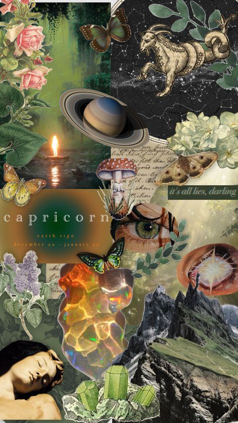 #capricorn #horoscope #zodiac #zodiacsign #zodiacsigns #earth #earthsign #wallpaper #vintage #vintageaesthetic #capricornaesthetic #aesthetic #green #greenaesthetic Capricorn Aesthetic, Capricorn Horoscope, Positive Wallpapers, Capricorn Moon, Aesthetic Green, Earth Signs, Wallpaper Vintage, Green Aesthetic, Vintage Aesthetic