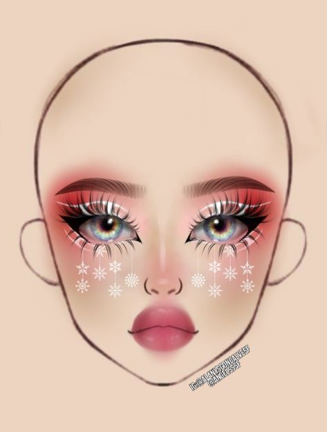 Makeup, boceto, sketch, navidad, christmas, maquillaje🎄❤ Christmas Makeup Aesthetic, Christmas Eye Makeup Ideas, Makeup Noel, Makeup Looks Christmas, Makeup Sketch, Bride Eye Makeup, Goth Eye Makeup, Xmas Makeup, Makeup Charts