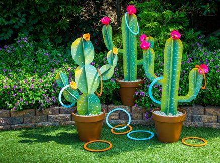 Monumental Vbs 2022, Monumental Vbs, Backyard Entertainment, Cactus Ring, Green Spray Paint, Diy Cactus, Summer Watch, Llama Party, Cactus Party