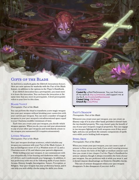 Warlock Dnd Homebrew, Eldritch Invocations 5e, Hexblade Warlock Dnd, Warlock Ideas, Arcane Archer, Homebrew Classes, Warlock Dnd, Dungeons And Dragons Rules, Dungeons And Dragons Races