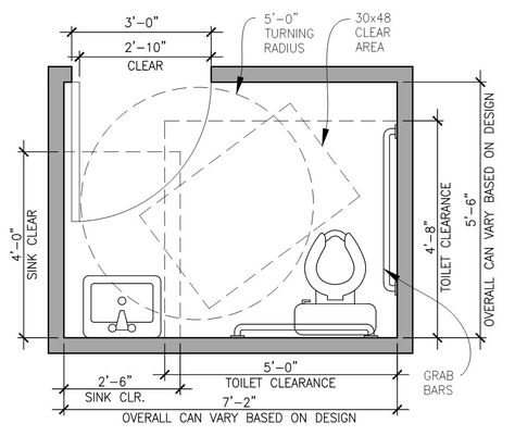 Ada Toilet, Commercial Bathroom Designs, Ada Restroom, Ada Sink, Barn Bathroom, Ada Bathroom, Black Squirrel, Bathroom Dimensions, Bathroom Layouts