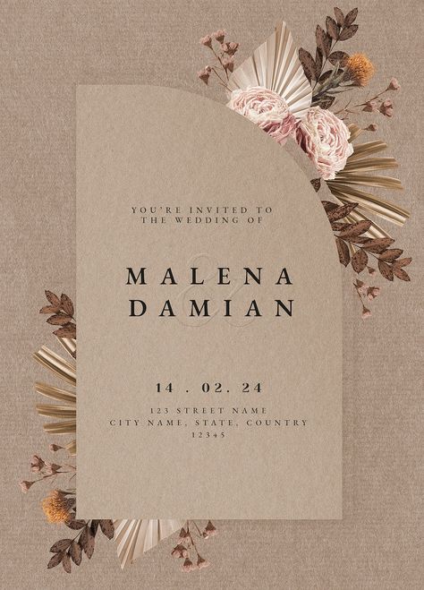 Engagement Card Design, Online Invitation Card, Engagement Invitation Cards, Wedding Card Frames, Engagement Invitation Template, Invitation Card Birthday, Floral Invitations Template, Floral Wedding Invitation Card, Wedding Invitation Card Template