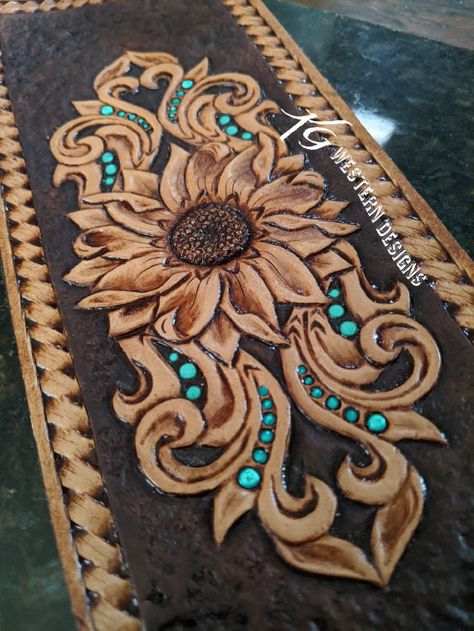 Leather Wedding Belt, Art Du Cuir, Vines Design, Handmade Leather Work, Diy En Cuir, Custom Leather Work, Sunflower Daisy, Leather Working Patterns, Leather Tooling Patterns