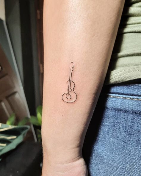 Small Guitar Tattoo For Women, Small Guitar Tattoo, Tattoos Guitar, Ukulele Tattoo, Tattoo Guitar, Guitar Tattoos, Violin Tattoo, Guitar Tattoo Design, Minimalist Tattoo Ideas