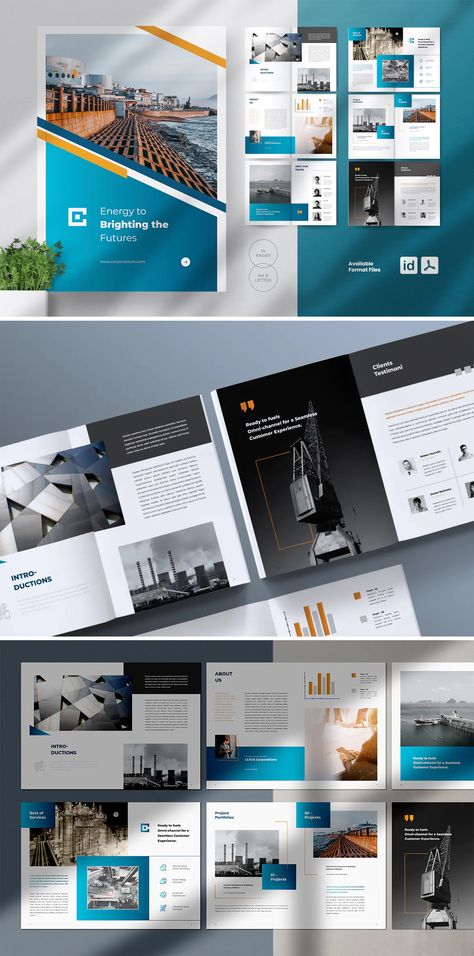 Business Brochure Template, Oil And Gas Company Profile Design, Business Catalog Design Templates, Brochure Page Design, Business Booklet Design, 4 Page Brochure Design, Industrial Catalog Design, Industrial Brochure, A4 Brochure Design