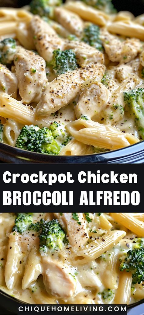 Let your slow cooker do the work with this creamy Crockpot Chicken Broccoli Alfredo! Tender chicken, fresh broccoli, and a rich, cheesy Alfredo sauce come together for a fuss-free, mouthwatering meal. Easy Quick Chicken Crockpot Recipes, Crockpot Heavy Cream Recipes, Creamy Crockpot Chicken Alfredo, Easy Supper Ideas Crockpot, Chicken Broccoli Recipes Casserole, Cheap Chicken Crockpot Meals, Crockpot Chicken Recipes For Meal Prep, Crockpot Aldi Meals, Ninja Slow Cooker Recipes Chicken