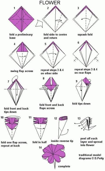 Origami flower Origami Minecraft, Origami Instructions Easy, Paper Origami Flowers, Easy Origami Flower, Origami Flowers Tutorial, Origami Paper Folding, Origami Diagrams, Tutorial Origami, Origami Rose