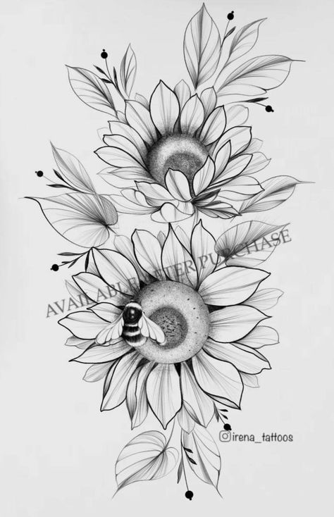 Sunflower Tattoo Stencil, Sunflower Mandala Tattoo, Flower Stencil Patterns, Sunflower Tattoo Sleeve, Sunflower Tattoo Shoulder, Rose Drawing Tattoo, Sunflower Drawing, Tattoo Outline Drawing, Floral Tattoo Sleeve