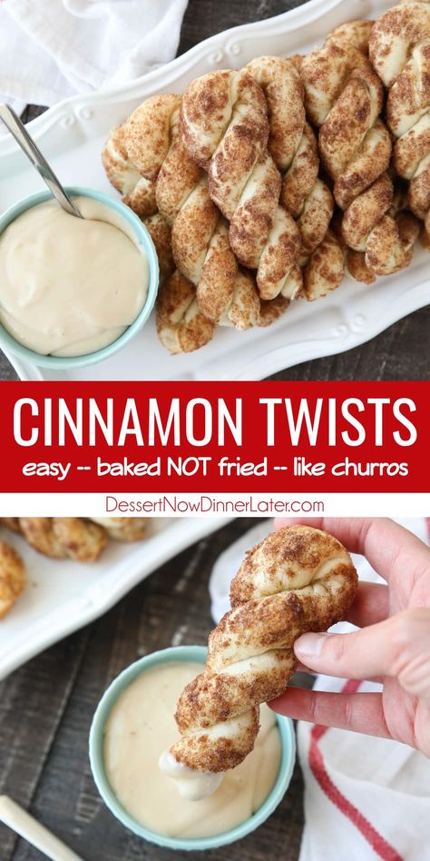 Cinnamon Breadsticks, Cinnamon Sugar Twists, Fried Donuts, Cinnamon Twists, Cinnamon Rolls Easy, Dessert Breakfast, Easy Baking Recipes Desserts, Tasty Baking, Sweet Snacks Recipes