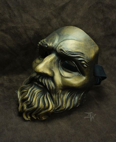 Fantasy Alchemist, Old Man Mask, Devil Mask, Leather Jacket Men Style, Gold Mask, Cool Masks, Clay Sculpture, Old Man, Old Men