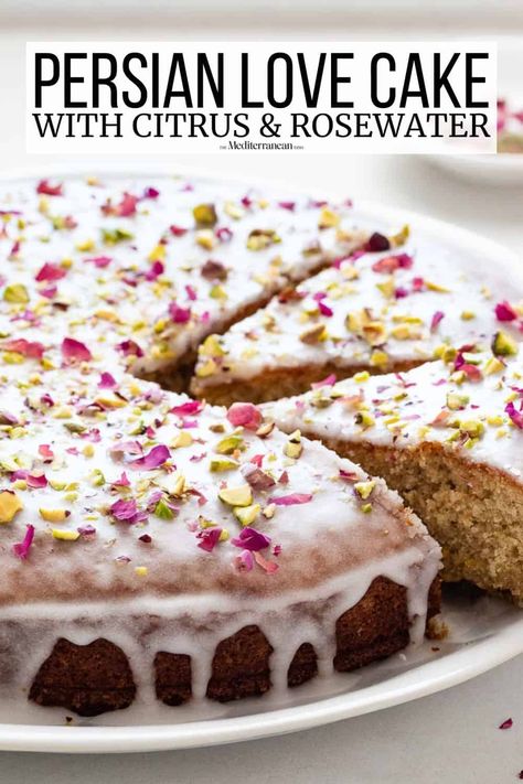 Essen, Exquisite Desserts, Love Cake Recipe, Persian Love Cake, Persian Desserts, Butter Pecan Cake, Sour Cream Pound Cake, Oatmeal Cake, The Mediterranean Dish