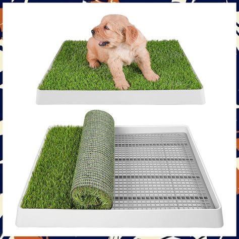 SUNTURF Dog Grass Pad with Tray, Dog Litter Box, Porch Potty for Puppy Pee Training, Porch Potty, Indoor Dog Potty, Dog Litter Box, Dog Pee Pads, Dog Potty Training, Dog Potty, Fake Grass, Potty Training Puppy, Dog Pee