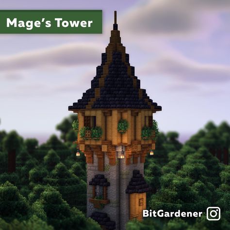 Mage Tower, Tower Minecraft, Enchanting Room, Lookout Tower, Minecraft Architecture, Biome, Minecraft Houses, Big Ben, Minecraft