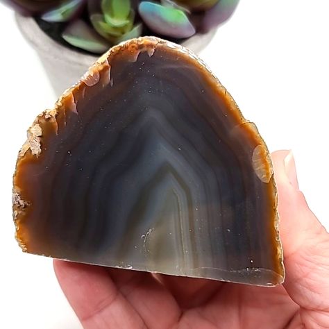 Natural Brazilian Agate Cut Base. This Agate Is Not Dyed. Approximately 2.42" High X 2.93" Wide 204g Smoke-Free Home Disney Halloween Decorations, Pink Dresser, Dresser Accessories, Willow Tree Angels, Comfort Art, Painting Ceramic Tiles, Orange Bowl, Brazilian Agate, Skeleton Decorations