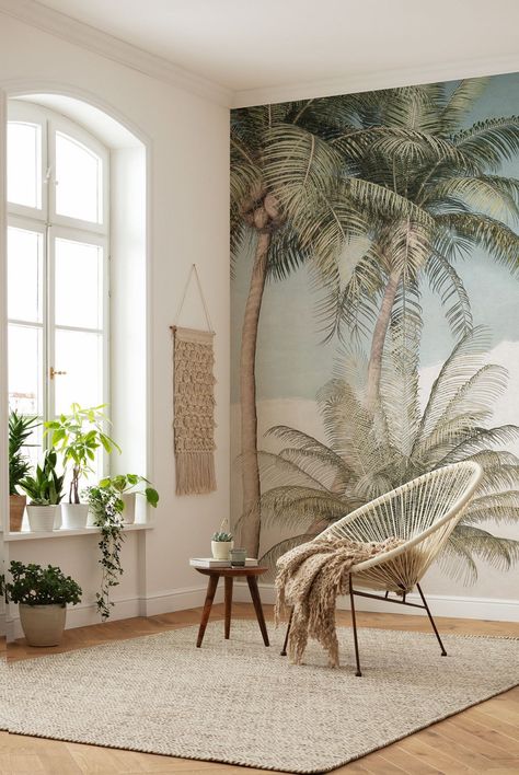 Cali Bedroom, Nature Murals, Discount Wallpaper, Palm Trees Wallpaper, Wallpaper Luxury, Tropical Wallpaper, Luxury Wallpaper, Tree Wallpaper, Forest House