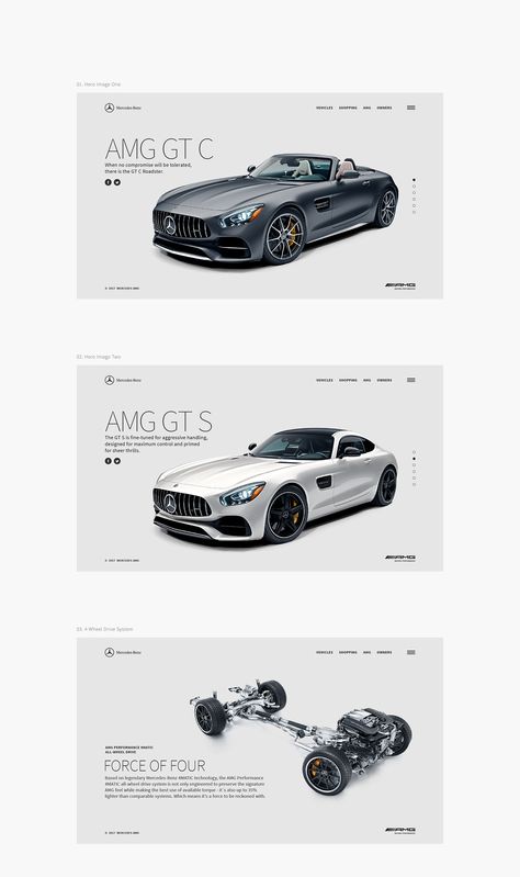 Mercedes-Benz. AMG Driving Performance. on Behance Webpage Design Layout, Car Advertising Design, Car Ui, Web Design Examples, Car Catalog, Web Ui Design, Webpage Design, Website Design Company, Web Graphic Design