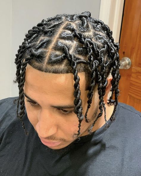 Male Plait Hairstyles, 2 Strand Twist Men Curly Hair, Black Hair Braids Men, Cainrows Into Twists Men, Y Twist Men, Men Hair Styles Braids, Twists On Straight Hair, 2 Stand Twist Men, Rope Twist Braids Men