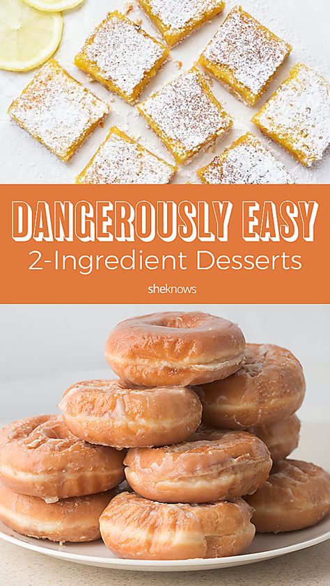 Pin it! Easy 2-Ingredient Desserts Two Ingredient Desserts, Sweet Snacks Easy, 2 Ingredient Desserts, Fast Easy Desserts, Desserts With Few Ingredients, 3 Ingredient Desserts, Three Ingredient Recipes, 2 Ingredient Recipes, Fast Desserts