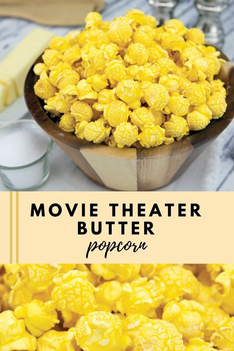 Popcorn and butter were made for each other. The toasty taste of corn complements the rich creaminess of butter, and a touch of salt develops both flavors. Double yum! Extra Butter Popcorn, Boozy Popcorn, Butter For Popcorn, Movie Theater Butter, Popcorn Butter, Flavored Popcorn Recipes, Pretzel Recipes, Seasoned Nuts, Waffle Cone Recipe