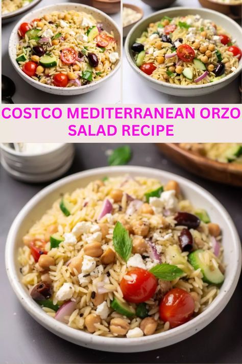 Costco Mediterranean Orzo Salad Recipe Mediterranean Orzo Pasta, Mediterranean Orzo Pasta Salad, Chicken Orzo Pasta, Orzo Pasta Salad Recipe, Mediterranean Orzo Salad, Mediterranean Orzo, Orzo Salad Recipes, Creamy Feta, How To Cook Orzo