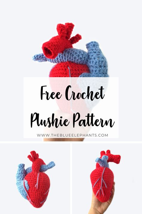 Corak Krusye, Realistic Crochet, Crocheted Heart, Crochet Heart Pattern, Plushie Patterns, Crochet Design Pattern, Crochet Amigurumi Free Patterns, Crochet Amigurumi Free, Haken Baby