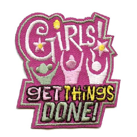 Girls Get Things Done! fun patch. Iron-on! #6884485 | $1.50 Graduation Patches, Senior Patches, Scout Patches, Fun Patches, Scrapbook Stickers Printable, Stickers Printable, Cool Patches, Get Things Done, Custom Patches