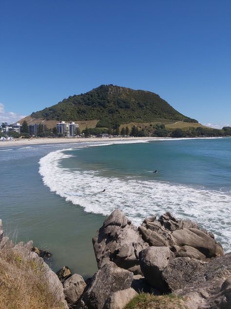 View towards Mount Maunganui from Moturiki Island, New Zealand Idea Tattoo, Mount Maunganui, Summer Ideas, New Zealand, Solar, Australia, Water, Quick Saves, Art