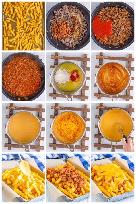 Chili Cheese Fries No Beans, Chill Cheese Fries Recipes, Chili Cheese Fries Easy, Chile Cheese Fries, Chilli Fries Recipe, Chilli Cheese Fries Recipe, Chili Cheese Recipes, Chili Fries Recipe, Homemade Chili Cheese Fries