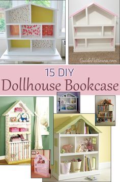 15 Ways to Build a Dollhouse Bookcase                                                                                                                                                                                 More Upcycling, Diy Dollhouse Bookcase, Bookshelf Kids Room, Build A Dollhouse, Homemade Dollhouse, Diy Bookshelf Kids, Dollhouse Bookshelf, Kids Room Bookshelves, Bookcase Plans