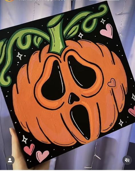 Drawing Ideas Creative Halloween, Small Canvas Paintings Easy Halloween, Halloween Small Paintings, Halloween Art Design, Spooky Halloween Paintings Easy, Marker Art Halloween, Spooky Acrylic Painting Easy, Spooky Drawings Ideas, Easy Painting Ideas For Halloween