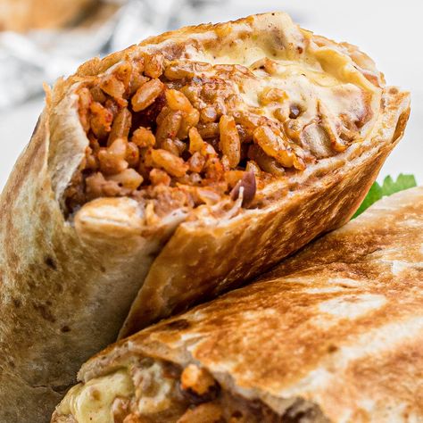 Red Beans And Rice Burrito, Cheesy Beans And Rice Burrito, Cheesy Bean Burrito, Chicken Rice And Bean Burritos, Beef Bean And Rice Burritos, Cheesy Bean And Rice Burrito Taco Bell, Big Burrito Recipe, Diy Burritos, Hibachi Burrito