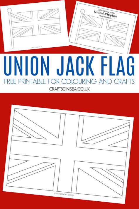 Printable Union Jack Flags, Union Jack Flag Printable, Thematic Art, Uk Flag Wallpaper, England Crafts, Playdough Mats Printable, Union Jack Decor, Ideas For Crafts, Crafts To Try