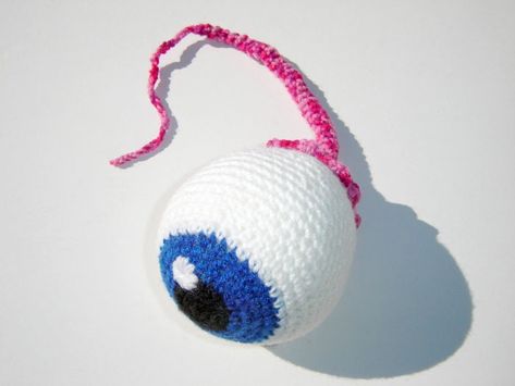 Kooky Crochet Eyeball | KnitHacker Eyeball Crochet, Knit Illustration, Crochet Eyeball, Crocheting Projects, Crafts Crochet, Crochet Humor, Amigurumi Animals, Amigurumi Ideas, Kawaii Crochet